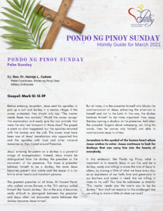 Pondo ng Pinoy Sunday Homily Guide for March 2021