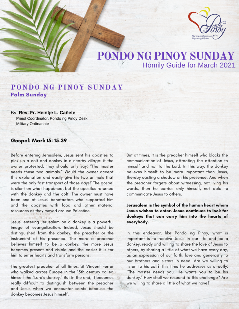 Pondo ng Pinoy Sunday Homily Guide for March 2021