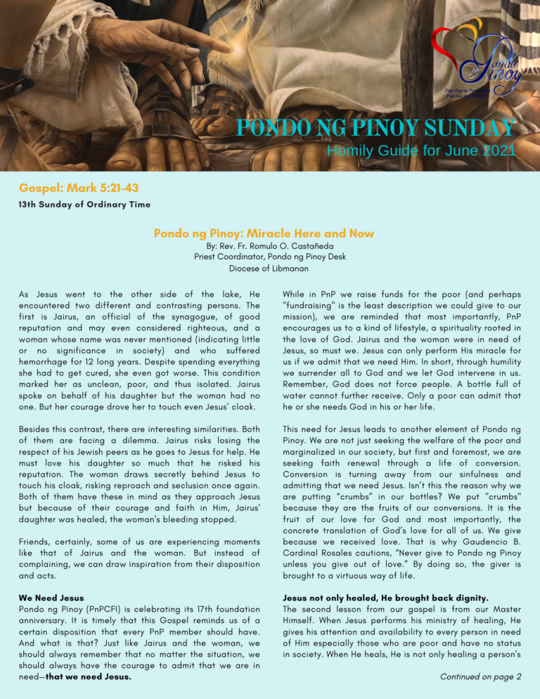Pondo ng Pinoy Sunday Homily Guide for June 2021